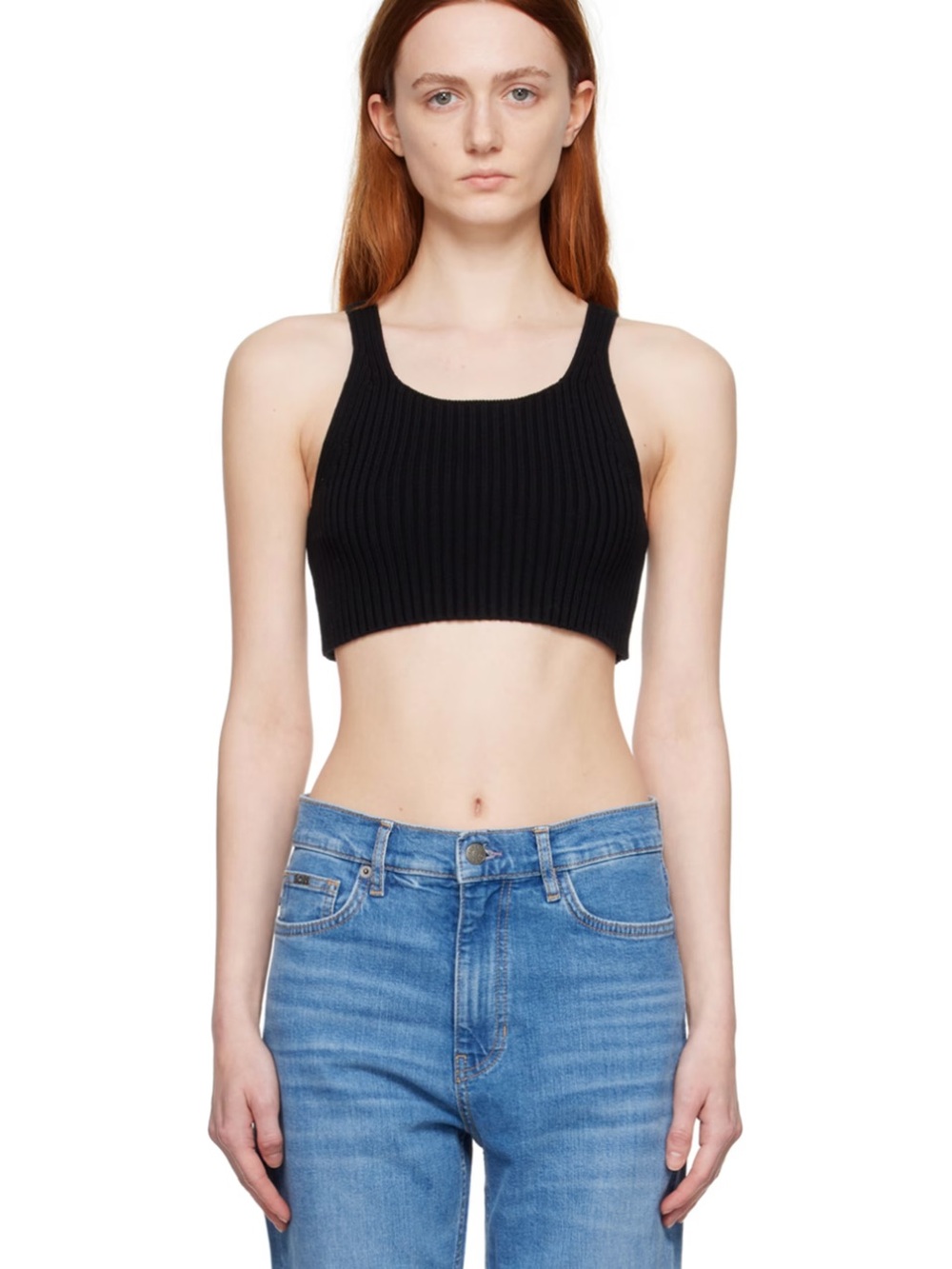 Boss Black Ribbed Crop Tank Top